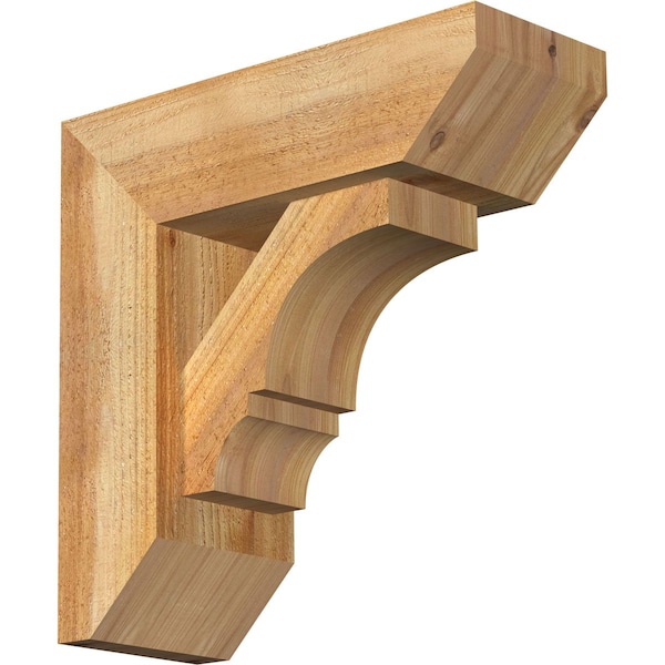 Ekena Millwork Balboa Slat Rough Sawn Bracket w/ Offset Brace, Western Red Cedar, 6"W x 16"D x 16"H BKT0604X16X16BOA06RWR - main